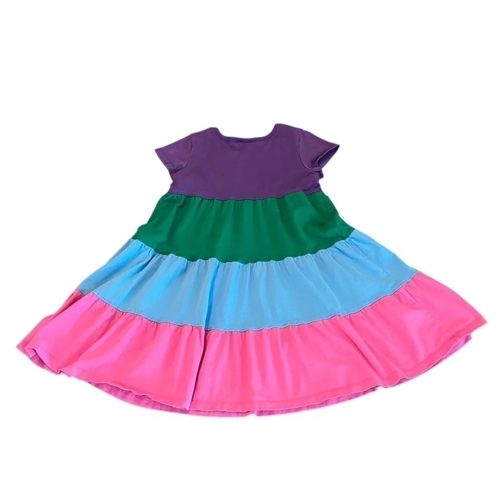 HANNA ANDERRSON GIRLS COLOR BLOCK TIERED CASUAL DRESS SIZE 6-7